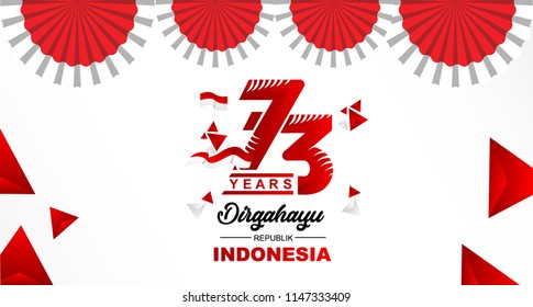 73th August 2018 Logo Special happy independence Indonesia day red and white bacground vector illustration with ballon