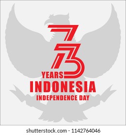 73th Indonesia independence day logo with garuda background, dirgahayu republik indonesia translation happy independence day republic of indonesia