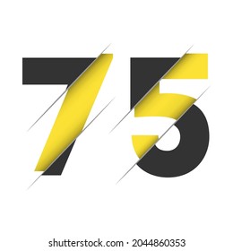 74 7 4 Number Logo Design with a Creative Cut and Black Circle Background. Creative logo design.