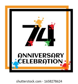 74 anniversary logo vector template. Design for banner, greeting cards or print
