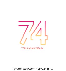 74 anniversary logotype with gradient colors for celebration purpose and special moment
