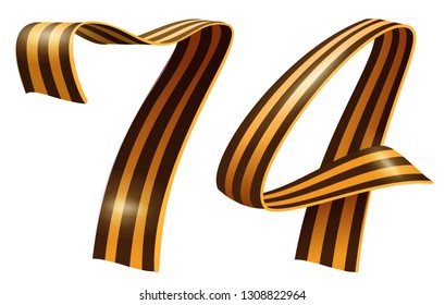 74 anniversary of Victory Day Russia St. George ribbon symbol. Isolated on white vector illustration