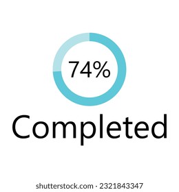 
74% fertig gestellte Symbol Zeichen und Typografisches Stempeletikett Rundform Prozentzeichen Visualisierung Konzept Original Serie
Vektorgrafik mit blauer Farbkombination auf weißem Hintergrund 