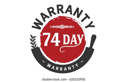 74 day warranty red and black badge icon vector