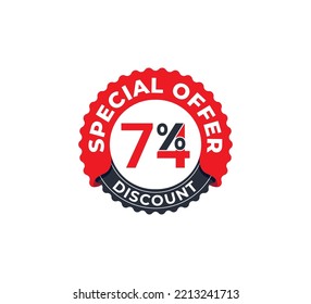 74% Discount Coupon. Sale tags set vector badges template. Sale offer price sign. Special offer symbol. Discount promotion. Discount badge Stamp shape. Vector illustration design