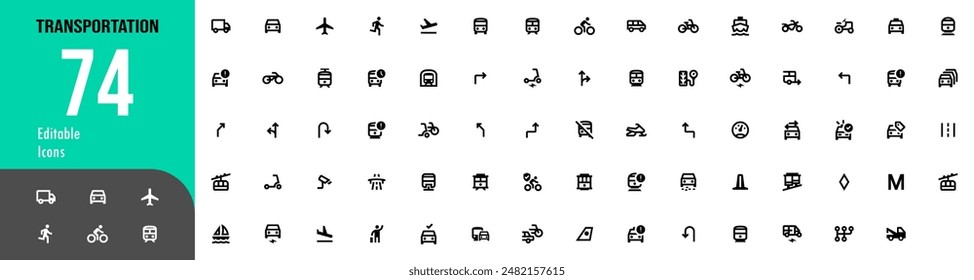 74 Iconos de diseño editables para Transporte