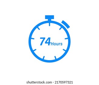74 Hours timers Clocks, Timer 74 hour icon, countdown icon. Time measure. Chronometer icon isolated on white background