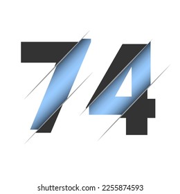 74 number cut design for decorative design. 3d art wallpaper. Vintage vector ornament template.