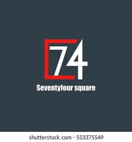 74 Number logo design vector element