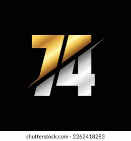 74 Number Luxury Logo Design Template Inspiration, Vector Illustration.