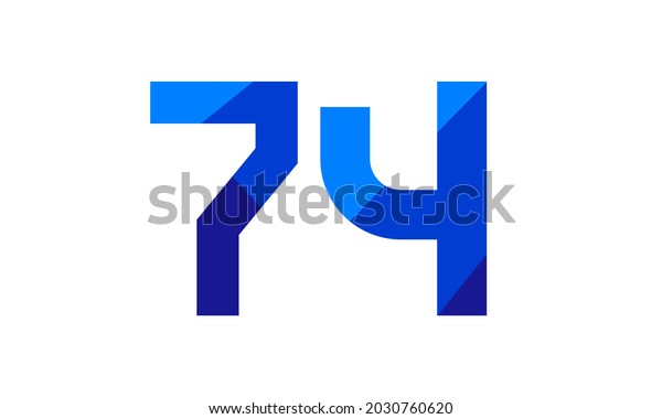 74 Number Modern Flat Blue Logo Stock Vector (Royalty Free) 2030760620 ...