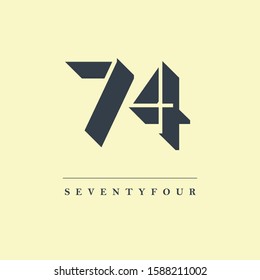 74 Number shadow letter design logo vector