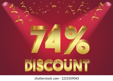 74% off discount promotion sale,  sale promo marketing.