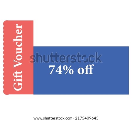 74 % Off Gift Voucher Sign and label vector and illustration art with fantastic font Pink and Blue color variation in white background