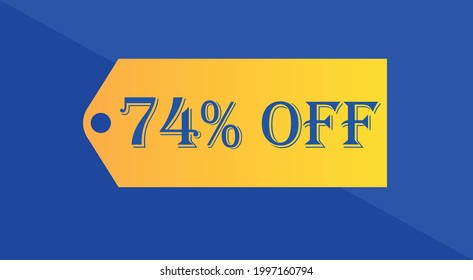 74% off orange and blue discount coupon for special offers on discounts and promotions.