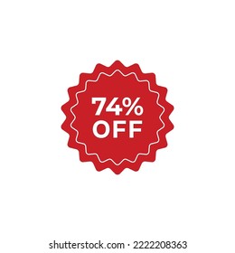 74% off sale label symbol promotion flat icon, Sale tag vector badge template, clearance sale sticker emblem, bargain sale red sign modern design isolated on white background