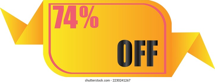 74% off sale label symbol, Sale tag vector badge template, 74% sale promotion flat icon, 74% Discount offer price label, clearance sale sticker emblem, 12 12 and black Friday discount modern colorful