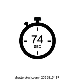 74 Seconds timer icon, 74 sec digital timer. Clock and watch, timer, countdown.