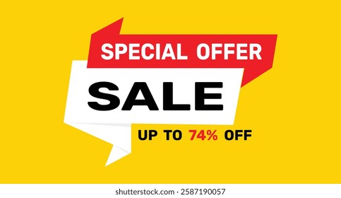 74% special offer discount icon vector design background