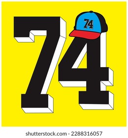 74 Typography Patch V64 Patch Streetwear, Urban Design Yellow and Black Colors Patch Commercial Use
