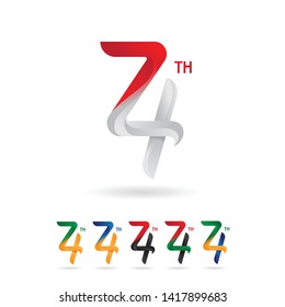 74 vector number with modern concept and many color choices