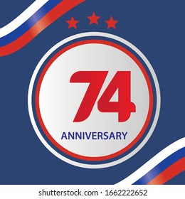 Ilustración de diseño de plantillas vectoriales de celebración de 74 años