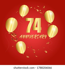 74 year anniversary celebration, vector design for celebrations, invitation cards and greeting cards