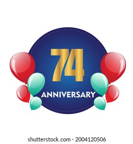 74 year anniversary celebration, vector design for celebrations, invitation cards and greeting cards