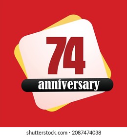 Celebración del 74 aniversario, diseño vectorial para celebraciones, tarjetas de invitación y tarjetas de felicitación