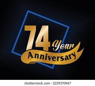 74 Year Anniversary ordinal number Counting vector art illustration in stunning font on gold color on black background