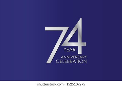 74 Year Anniversary Silver Color on Blue Background, For Invitation, banner, ads, greeting card - Vector