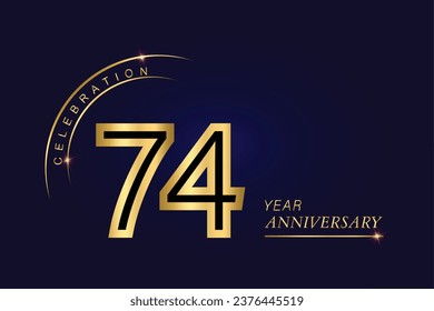  74 year anniversary vector banner template.Dark Blue Golden Royal anniversary Graphics Background.Growing Elegant Shine Spark. Luxury Premium Corporate Abstract Design Template.modern Shape Post.