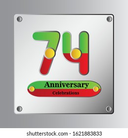 74 Year Anniversary Vector Template Design Illustration