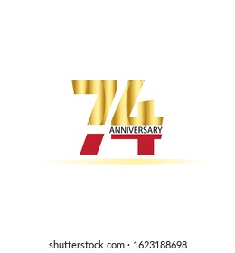 74 Year Anniversary Vector Template Design Illustration