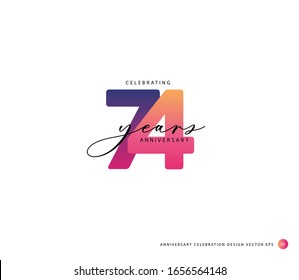 74 years anniversary or birthday celebration design template Vector.

