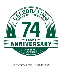 74 years anniversary celebration design template. 74th logo vector illustrations.