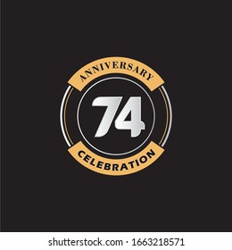 74 Years Anniversary Celebration Logo Vector Template Design 