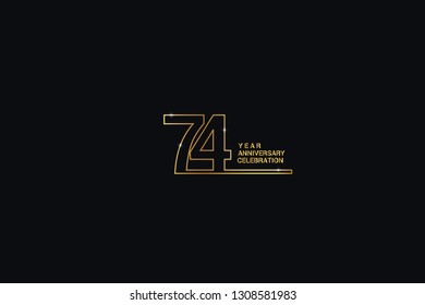 74 years anniversary celebration logotypes. anniversary logo with golden and Spark light white color isolated on black background, vector design for celebration, invitation, greeting-Vector