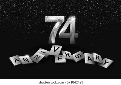 74 years anniversary celebration. Poster or brochure template. Vector illustration.