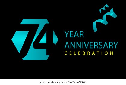 74 Years Anniversary Celebration Vector Template Design Illustration