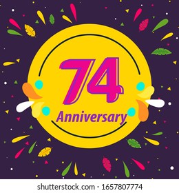74 Years Anniversary Celebration Vector Template Design Illustration