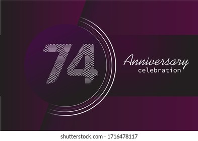 74 years anniversary celebration  vector template design 
