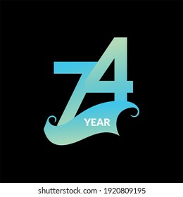 74 Years Anniversary Celebration Vector Template Design Illustration