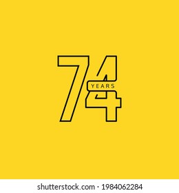 74 Years Anniversary Celebration Vector Template Design Illustration