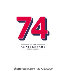 Ilustración de diseño de plantillas vectoriales de celebración de 74 años