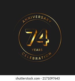 74 Years Anniversary Celebration, Vector Design Illustration Template