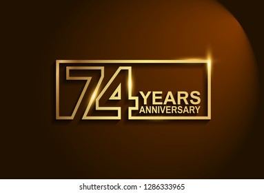 74 years anniversary golden design vector line style for company celebration