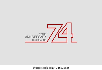 74 years anniversary linked logotype with red color isolated on white background for company celebration event