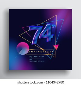 74 Years Anniversary Logo with Colorful Galactic background, Vector Design Template Elements for Invitation Card and Poster Your Birthday Celebration.
