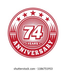 74 years anniversary. Anniversary logo design. Vector and illustration.